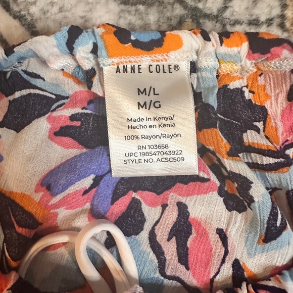 Anne Cole Floral Swim Cover-Up M/L Women's Multi Color Beach Tunic Dress NWT - Picture 4 of 8